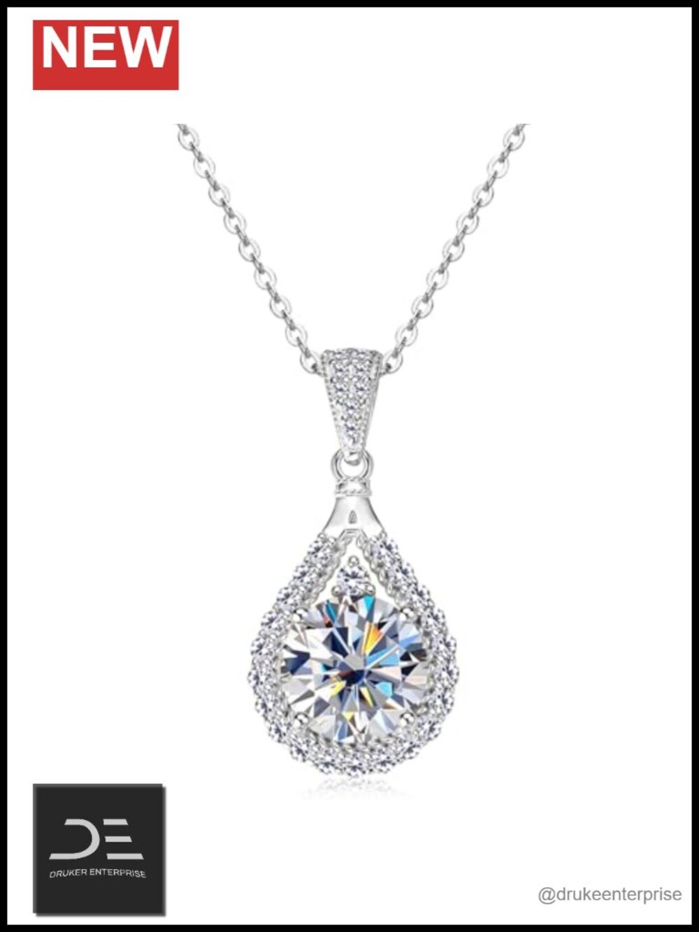 1-3CT Pear Moissanite Pendant Necklace 925 Sterling Silver Women Engagement
